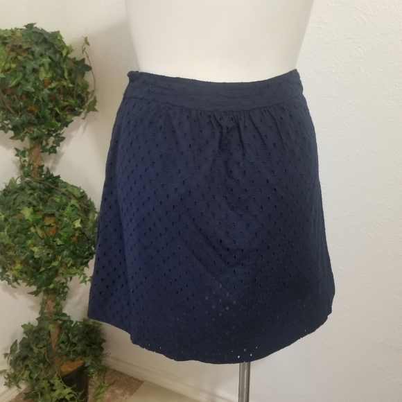 GH Bass & Co Navy Blue Eyelet Cotton Skirt Sz 10 . - Picture 3 of 7